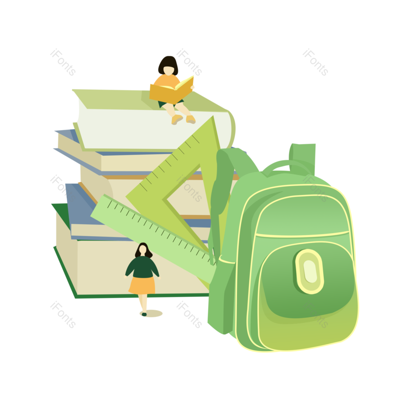 学习图片,书本元素,手绘插画PNG,素材免抠素材